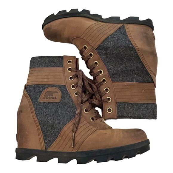 Sorel Lexie Wedge Boots Tobacco Brown Winter Waterproof Size 11 - Picture 2 of 12